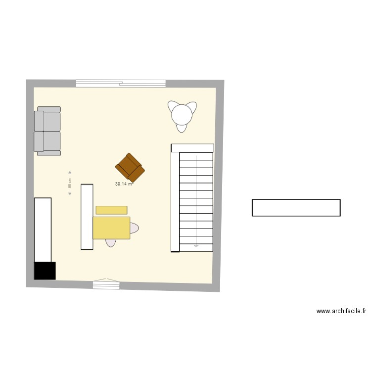 Grrrr Etage 2 3ème essai. Plan de 1 pièce et 39 m2