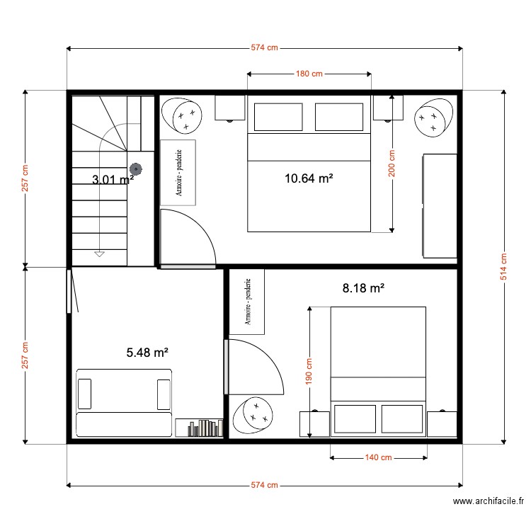 Etage aménagé Chalet 28 m2. Plan de 0 pièce et 0 m2