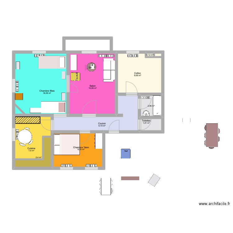 Chalet Marcia. Plan de 10 pièces et 76 m2