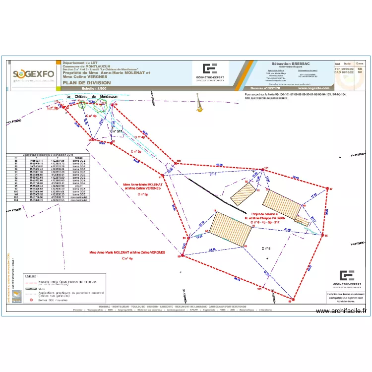 PLAN DE MASSE DIVISION PARCELLAIRE. Plan de PLAN DE MASSE DIVISION PARCELLAIRE. Plan de