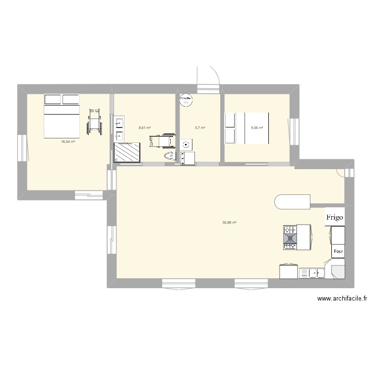 maison paille1. Plan de 5 pièces et 90 m2