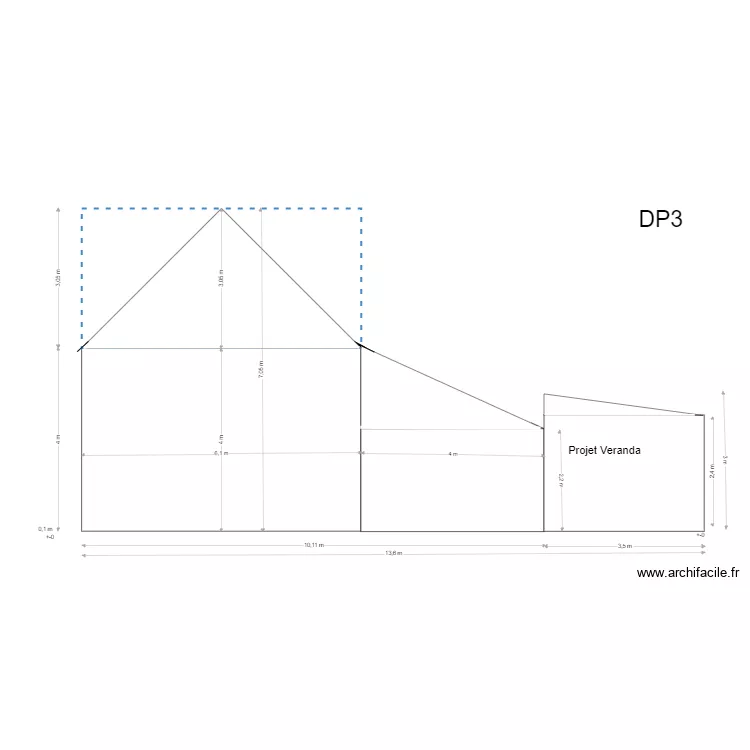 Coupe Projet veranda . Plan de 