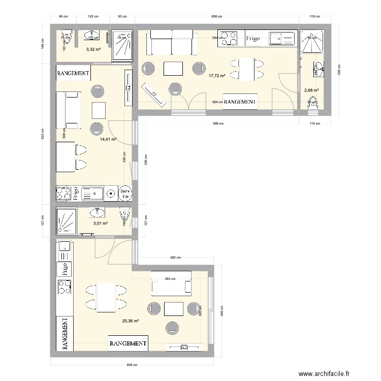 Elise DREUX exe. Plan de 6 pièces et 61 m2