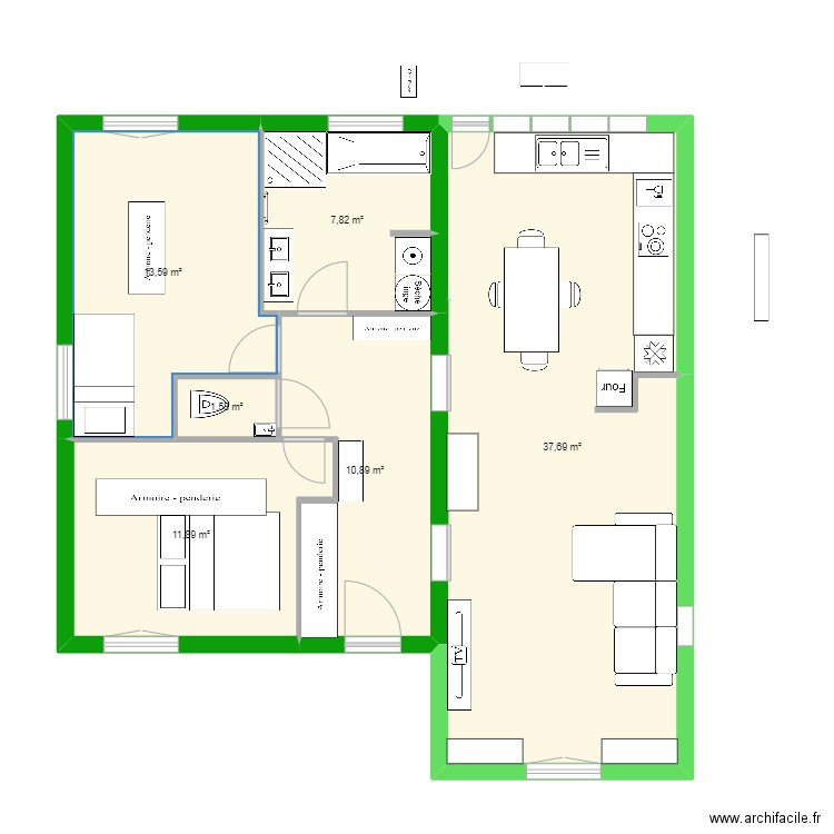 Plan projeté 2. Plan de 6 pièces et 83 m2