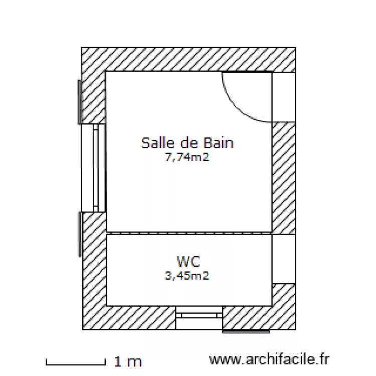 Salle de Bain/WC. Plan de Salle de Bain/WC. Plan de