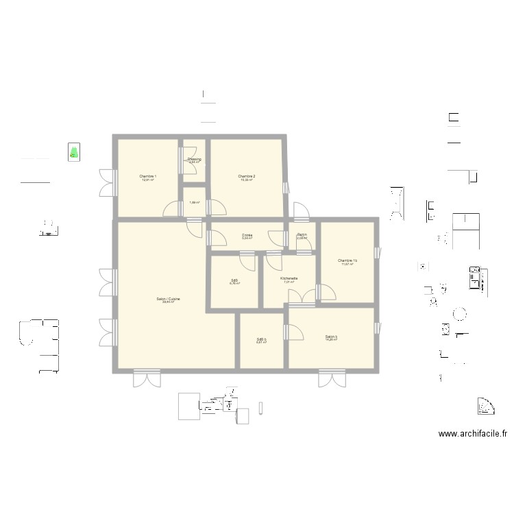 Marathos 2022 01 12. Plan de 12 pièces et 126 m2