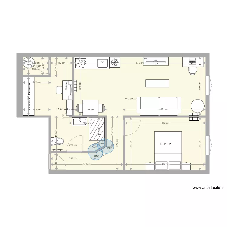 42SJ 2eme &eacute;tage gauche  grande sdb. Plan de 