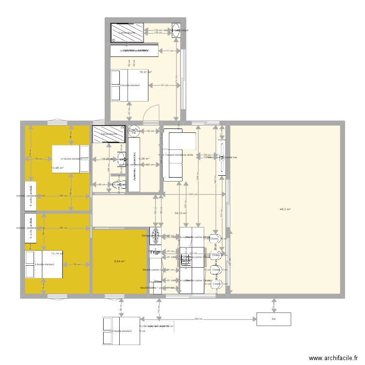 maison cerisiers suite. Plan de 8 pièces et 144 m2