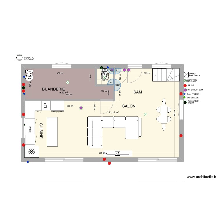 PROJET 3 1ER ETAGE NU. Plan de 3 pièces et 51 m2