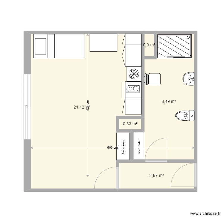 Andorre-43. Plan de 5 pièces et 33 m2