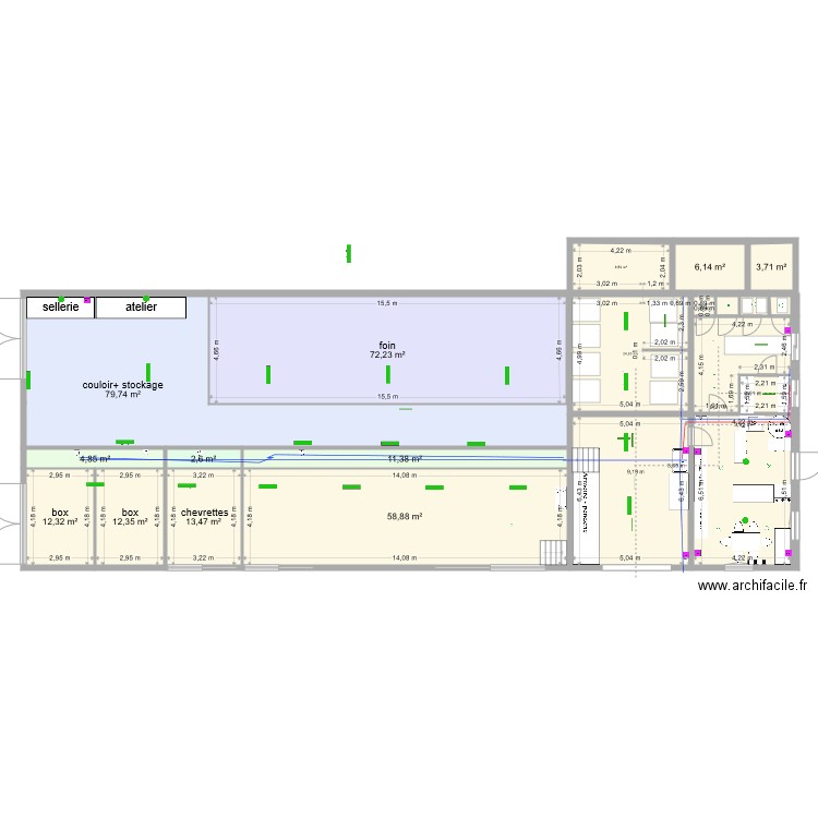 plan avec plomberie élec. Plan de 29 pièces et 611 m2