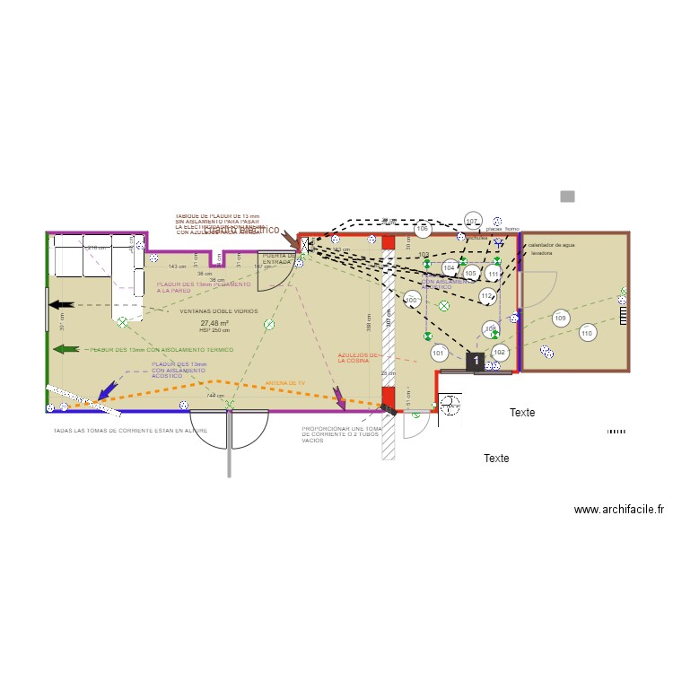 alim1. Plan de 3 pièces et 43 m2