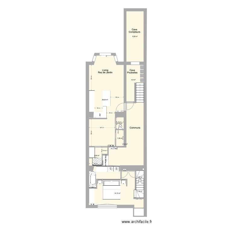 Marie José Rez jardin existant sdb1. Plan de 0 pièce et 0 m2