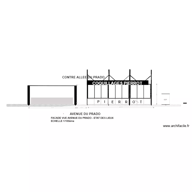 FACADE VUE AV DU PRADO ETAT DES LIEUX. Plan de 