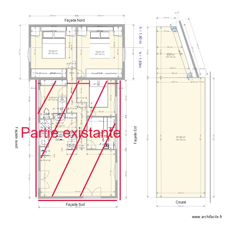 Chalet 34 3 projet v5 modifs partie existante. Plan de 0 pièce et 0 m2