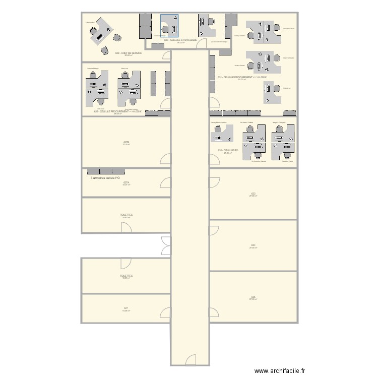 BA 6 salles de réunions vers bureaux. Plan de 0 pièce et 0 m2