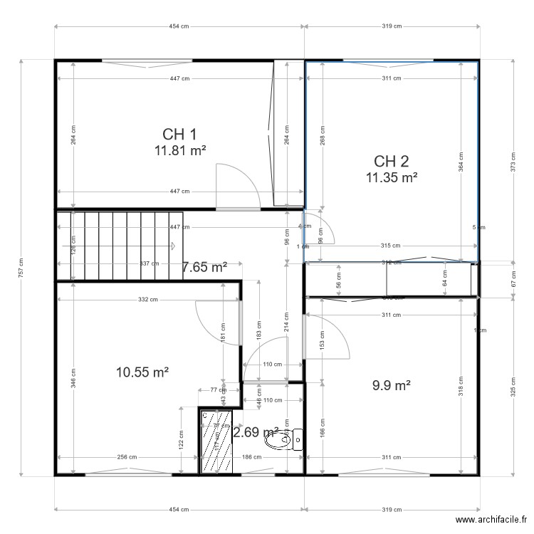 THENARD ETAGE EXISTANT PROJET 1. Plan de 0 pièce et 0 m2