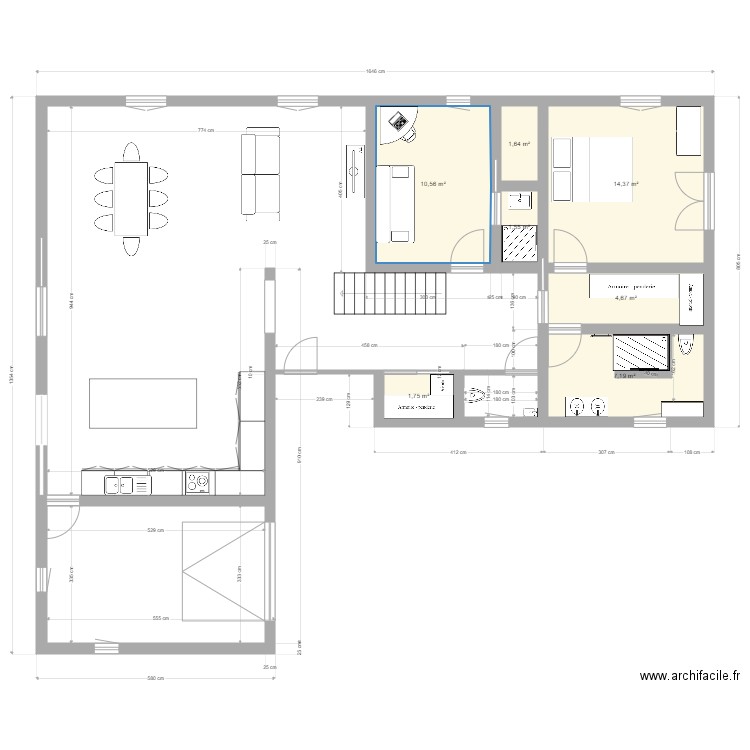 RDC FORCALQUIER MOBILIER 2. Plan de 7 pièces et 42 m2