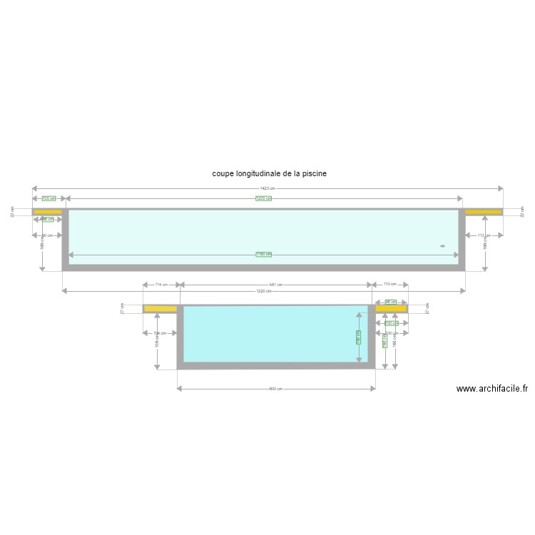 COUPE LONGITUDINALE TERRAIN PROJET PISCINE. Plan de 0 pièce et 0 m2