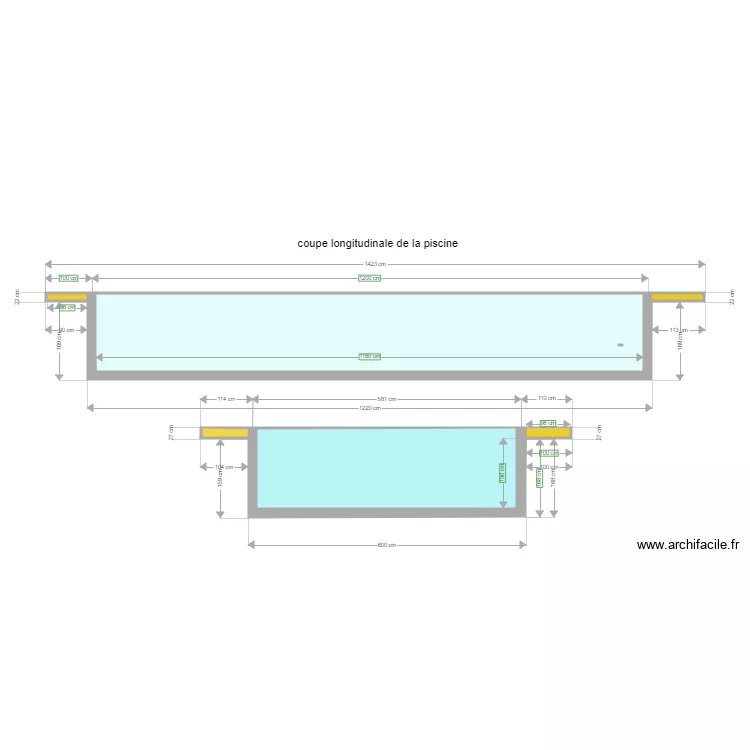COUPE LONGITUDINALE TERRAIN PROJET PISCINE. Plan de 