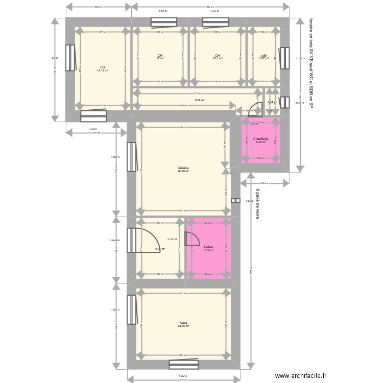 Artigue. Plan de 11 pièces et 121 m2