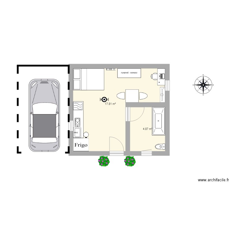 studio. Plan de 0 pièce et 0 m2