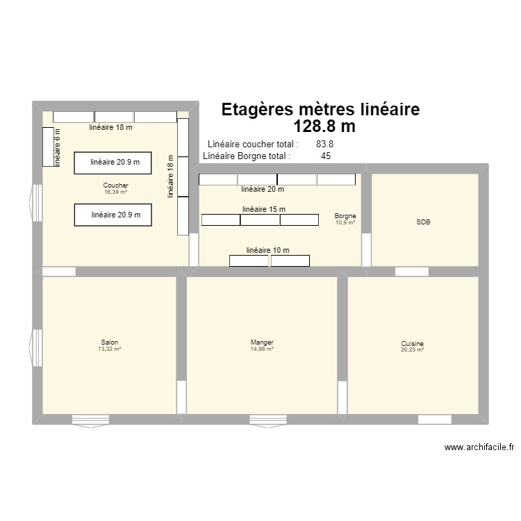 Archives final. Plan de 5 pièces et 76 m2