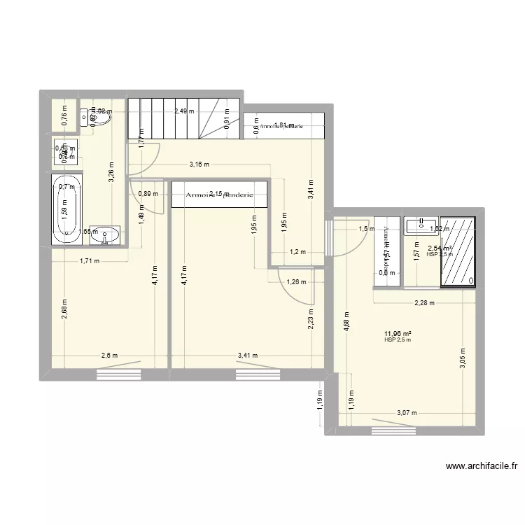Marina Robin &eacute;tage chambre. Plan de 7  et 49 m²