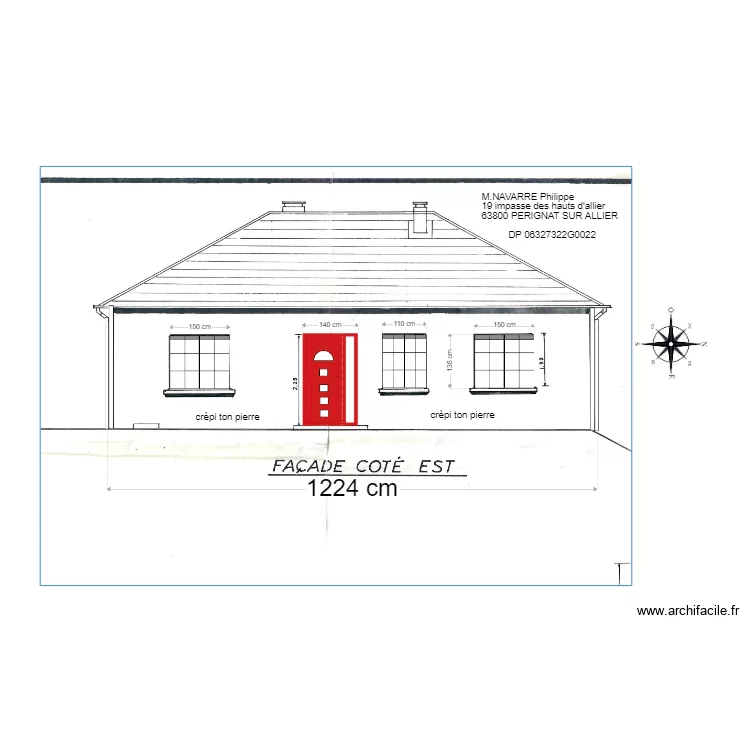 façade EST après travaux. Plan de façade EST après travaux. Plan de