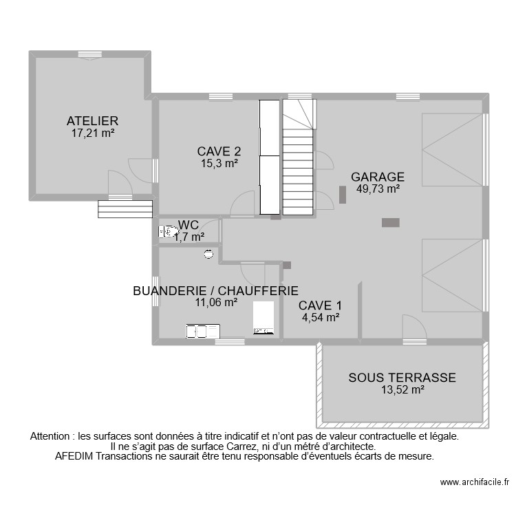 BI 9544 SOUS SOL. Plan de 7 pièces et 113 m2