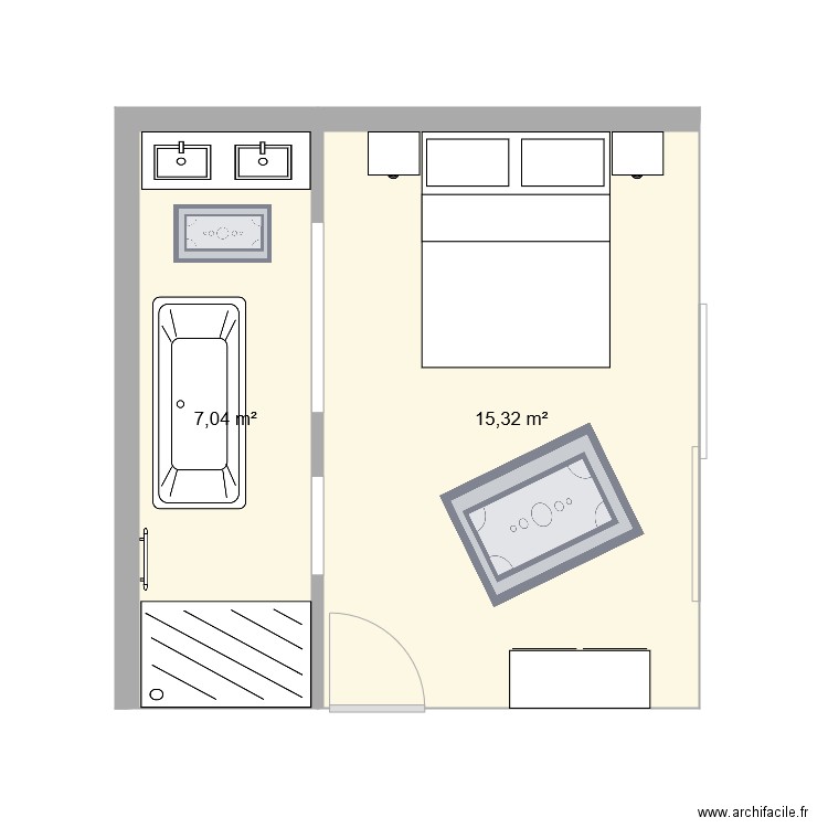 Suite avec baignoire. Plan de 0 pièce et 0 m2