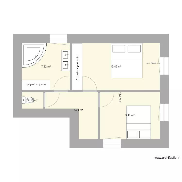 Etage Verrieres. Plan de 
