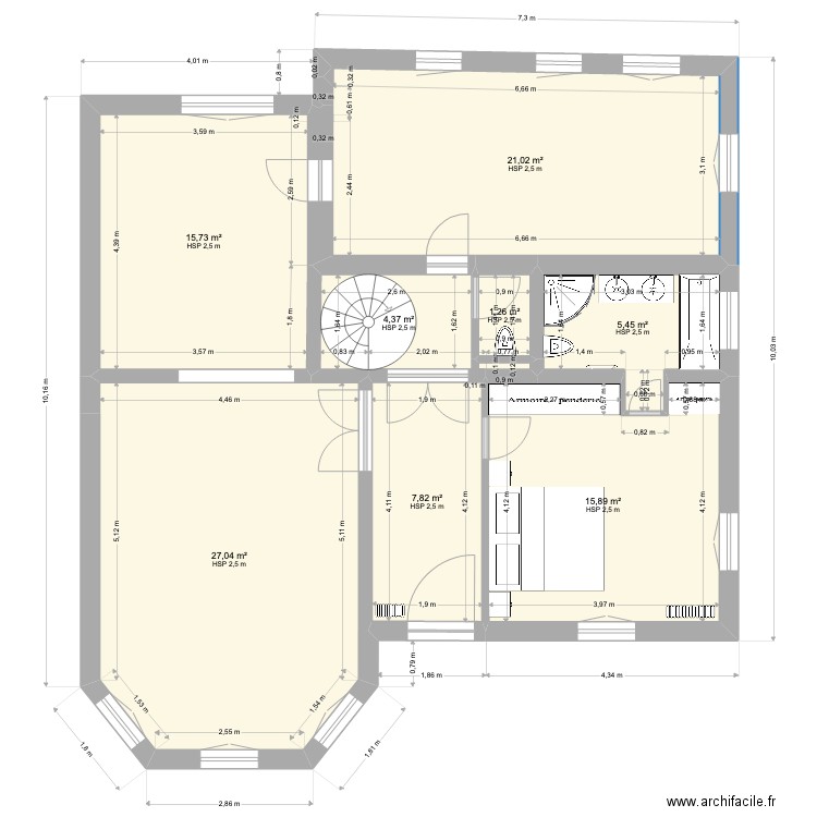 RDC OISEME projet. Plan de 8 pièces et 99 m2