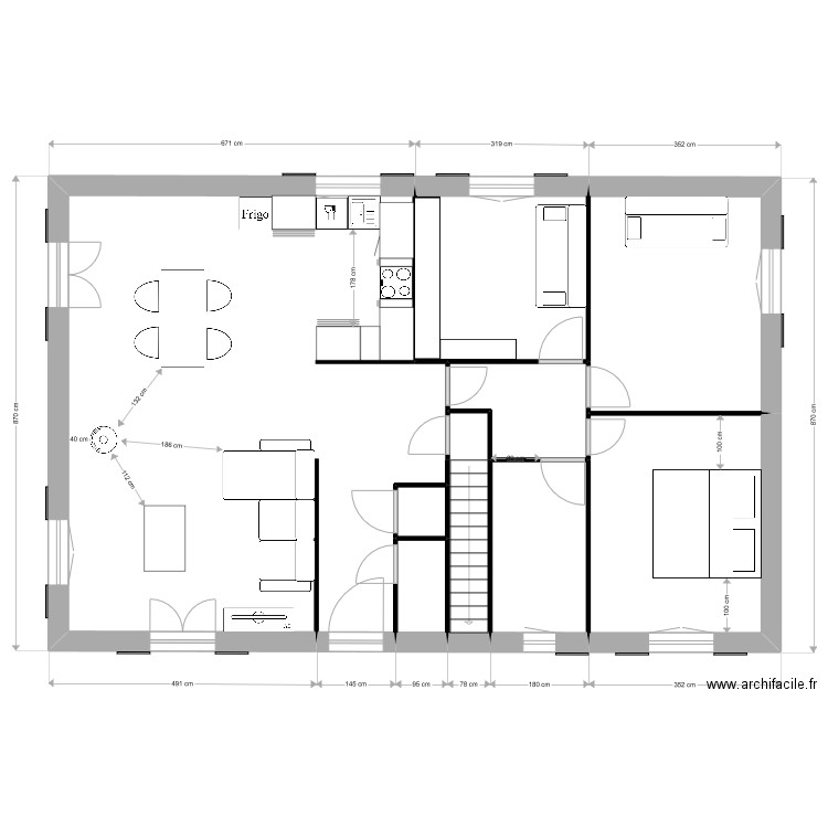 longes meuble3*. Plan de 9 pièces et 100 m2