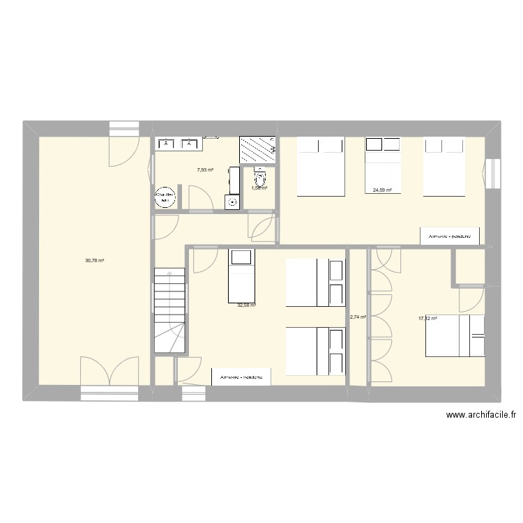 Boussoulet . Plan de 7 pièces et 117 m2