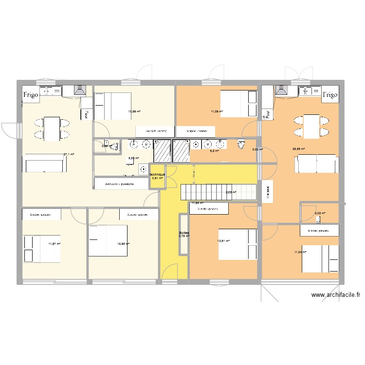 Batisse Chirens Chiffrage devis 05. Plan de 58 pièces et 621 m2