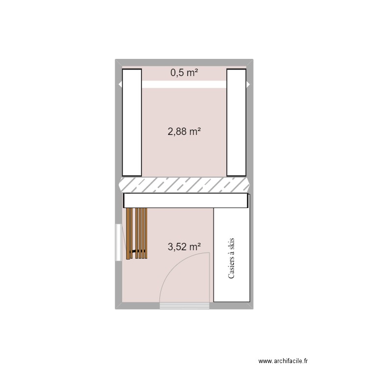 BOPP. Plan de 3 pièces et 7 m2