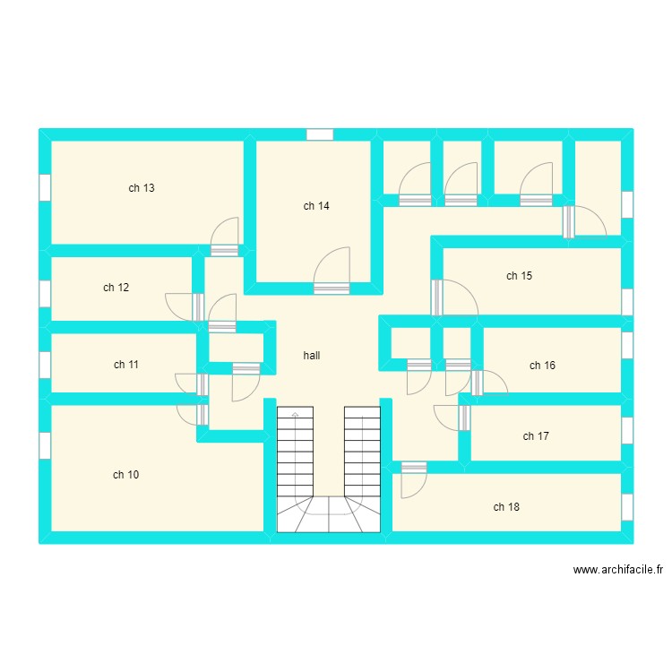 haussmanien 1 etage. Plan de 17 pièces et 94 m2