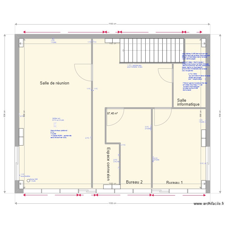 STEF étage mesure façade ? 20220706. Plan de 1 pièce et 97 m2