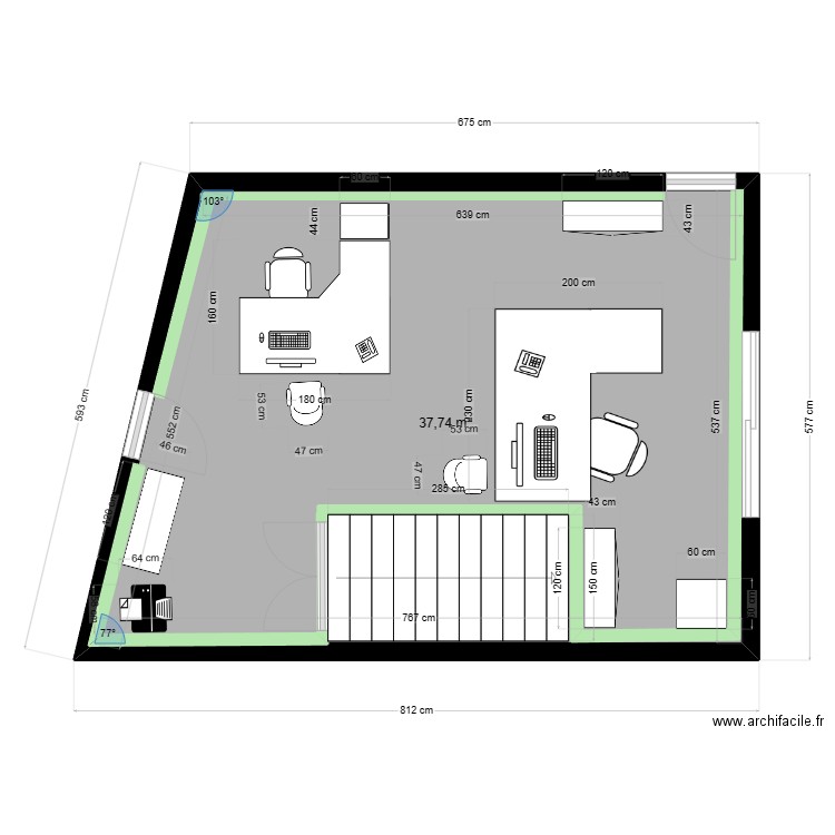 BUREAU ISP63. Plan de 1 pièce et 38 m2