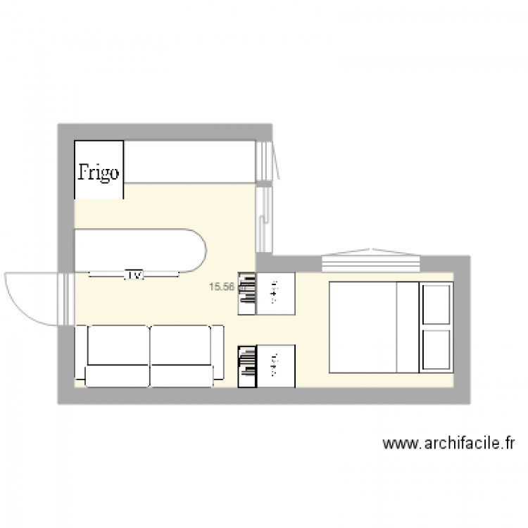 Studio en L LOU. Plan de 0 pièce et 0 m2