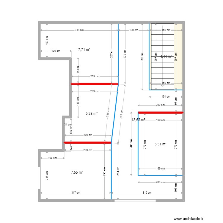 cave shop. Plan de 6 pièces et 44 m2