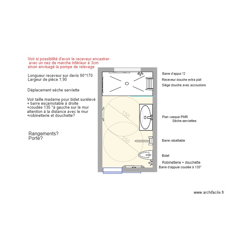 REDOUTE PROJET. Plan de 1 pièce et 7 m2