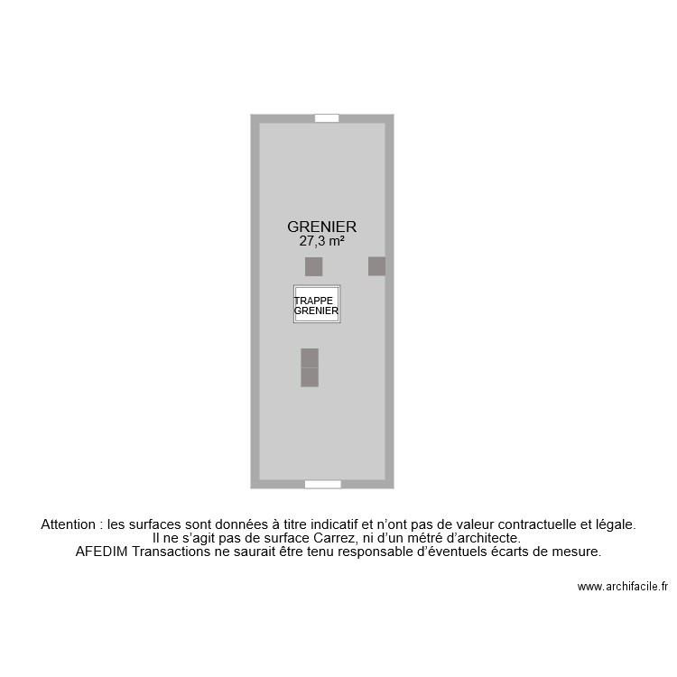 BI 7920 GRENIER. Plan de 1 pièce et 27 m2