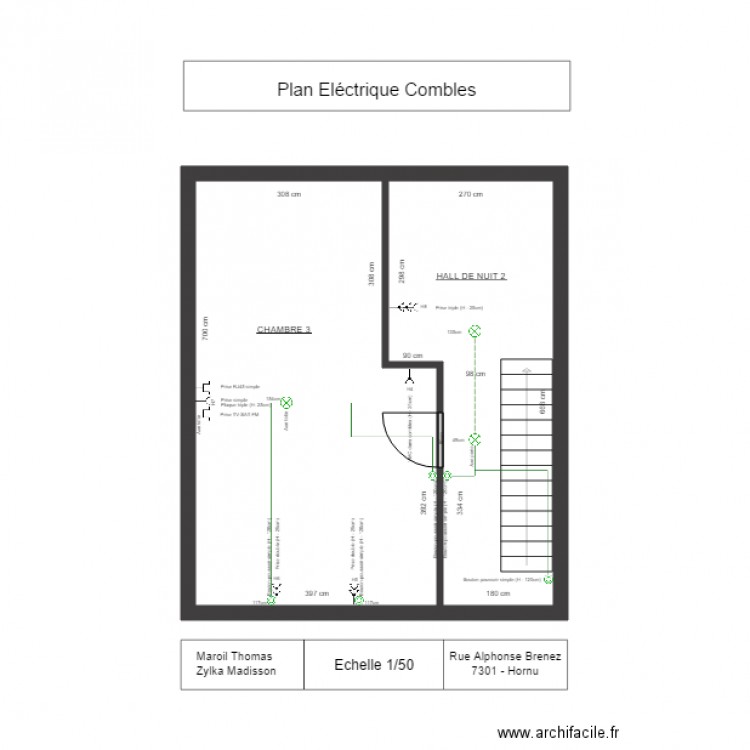 Plan Eléctrique Combles CORRECT . Plan de 0 pièce et 0 m2