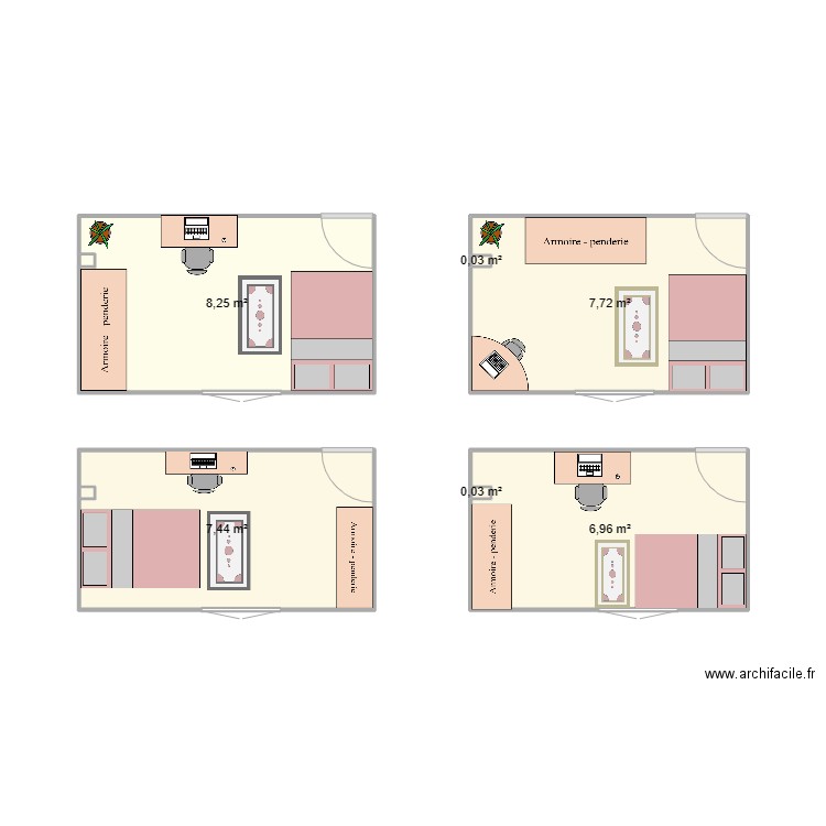 Ma chambre. Plan de 6 pièces et 30 m2