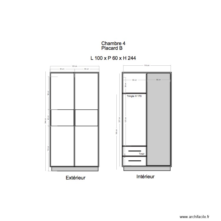 Placard Chambre 4 B. Plan de 0 pièce et 0 m2