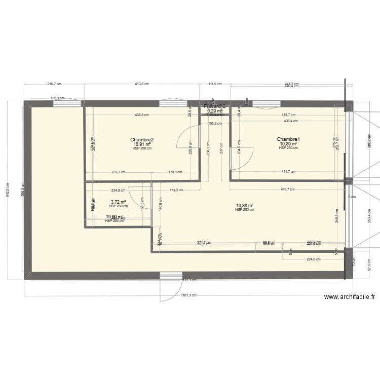 Appart ssol 1. Plan de 6 pièces et 66 m2