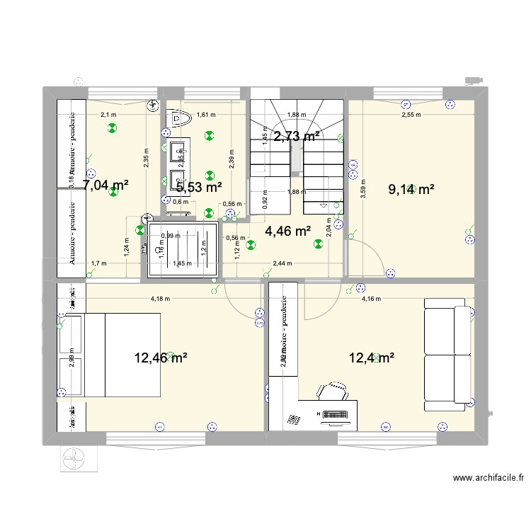 Roumanille Projet Grande SDB / Dressing. Plan de 13 pièces et 104 m2
