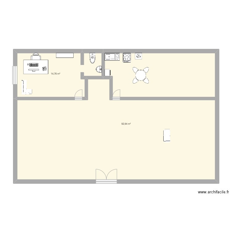 plano oficina. Plan de 2 pièces et 108 m2